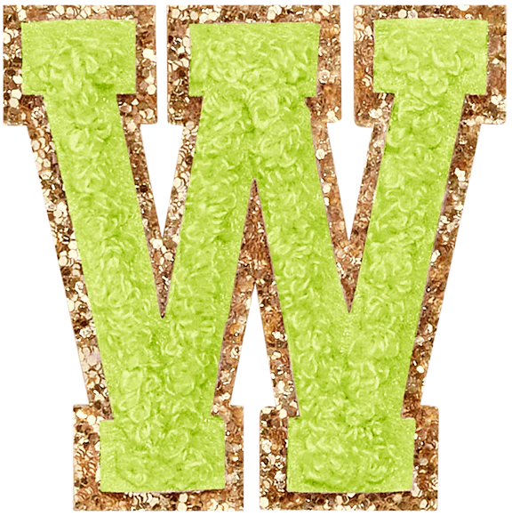Glitter Varsity Letter Patch - Lime