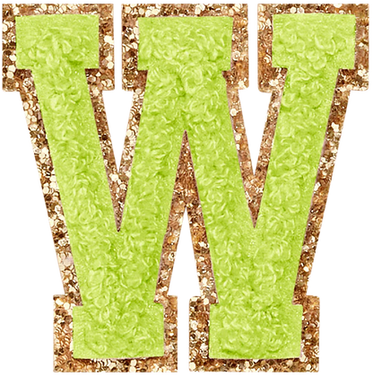 Glitter Varsity Letter Patch - Lime