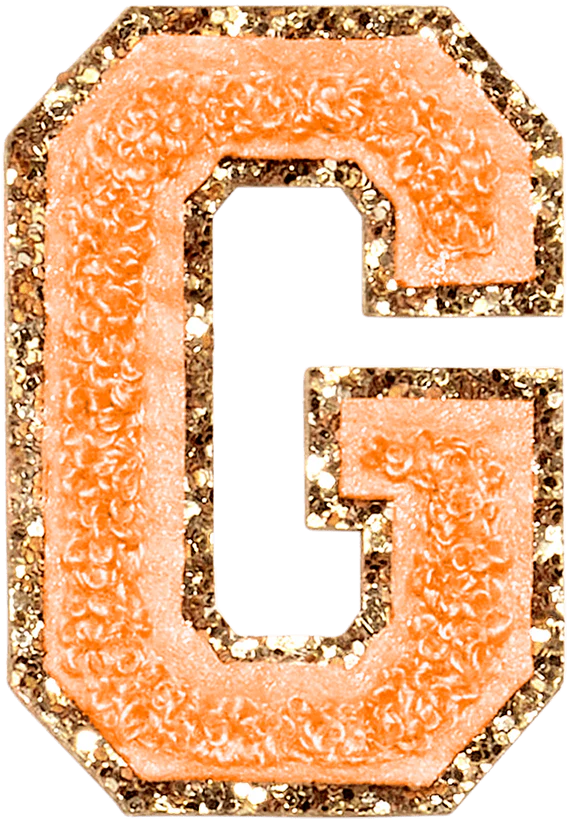 Glitter Varsity Letter Patch - Peach