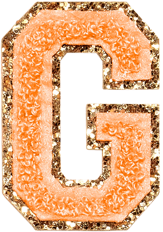 Glitter Varsity Letter Patch - Peach