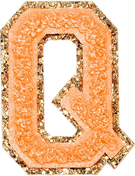 Glitter Varsity Letter Patch - Peach