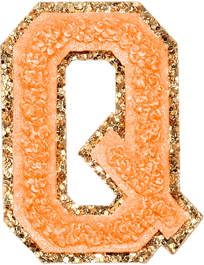 Glitter Varsity Letter Patch - Peach
