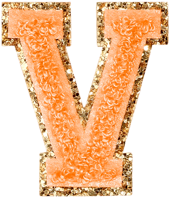 Glitter Varsity Letter Patch - Peach