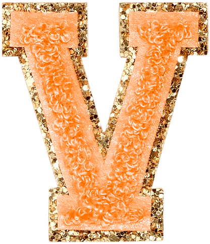 Glitter Varsity Letter Patch - Peach