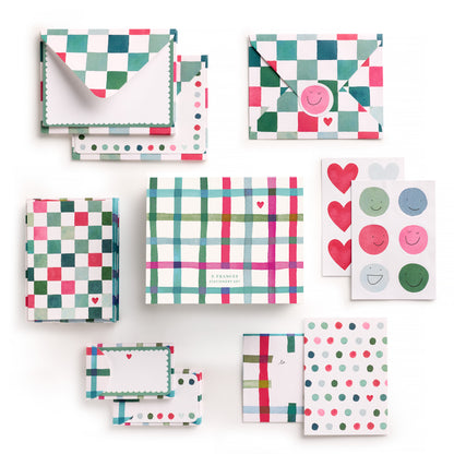 Happy Plaid Stationery Set