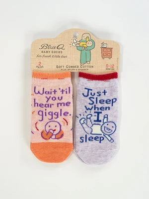 Wait 'til You Hear Me Giggle./ Just Sleep When I Sleep. Lol. Baby Socks