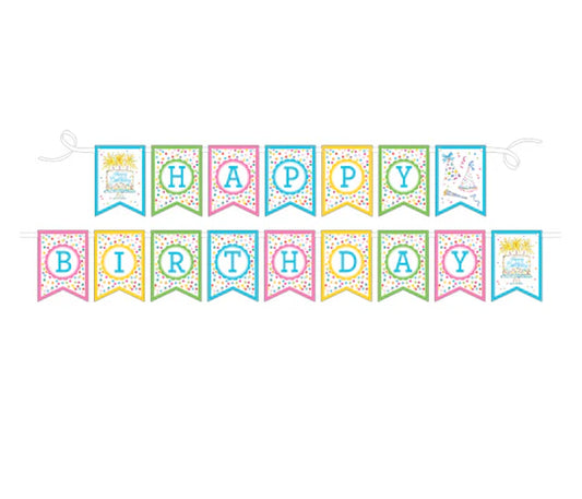 Colorful Confetti Happy Birthday Banner