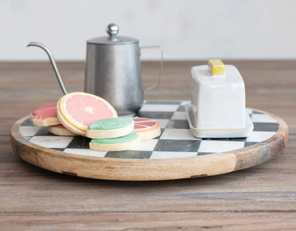 Checkered Marble Lazy Susan