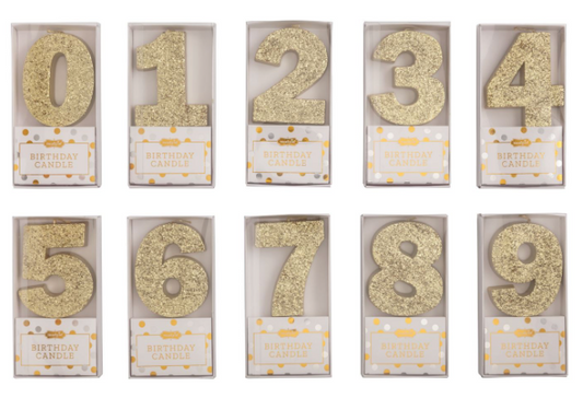 Gold Glitter Birthday Age Candle