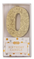 Gold Glitter Birthday Age Candle