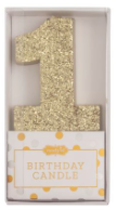 Gold Glitter Birthday Age Candle