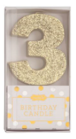 Gold Glitter Birthday Age Candle