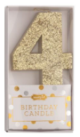 Gold Glitter Birthday Age Candle