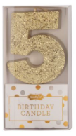 Gold Glitter Birthday Age Candle