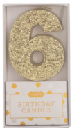 Gold Glitter Birthday Age Candle