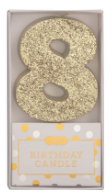 Gold Glitter Birthday Age Candle