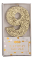 Gold Glitter Birthday Age Candle