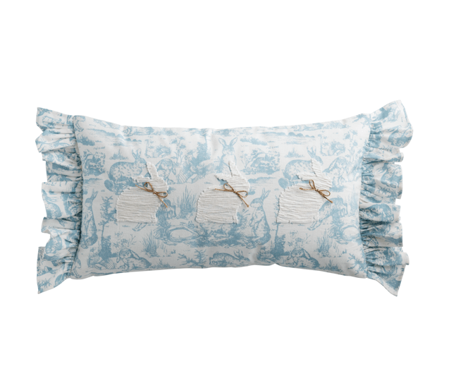 Lumbar Toile Bunny Pillow