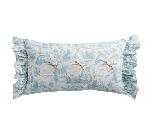 Lumbar Toile Bunny Pillow