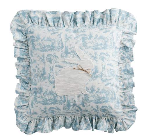 Square Toile Bunny Pillow
