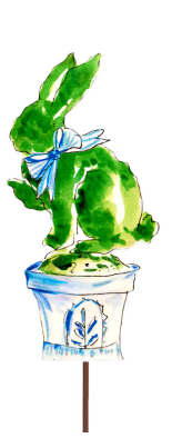 Sitting Boxwood Bunny in Pot