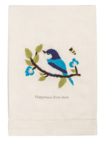 Embroidered Garden Towel - Happy