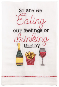 Eating or Drinking? Cross Stitch Towel