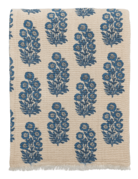 Blue Flower Repeat Throw Blanket