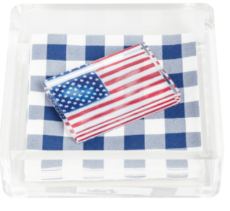 Acrylic Napkin Holder and Weight Set - Flag