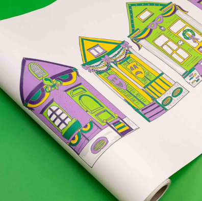 Paper Table Runner - Mardi Gras Houses