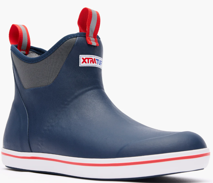 Men's Ankle Deck Boots - Navy Red