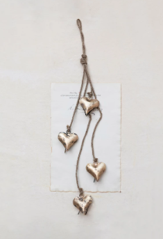 25-3/4" Metal Hearts on Jute Rope