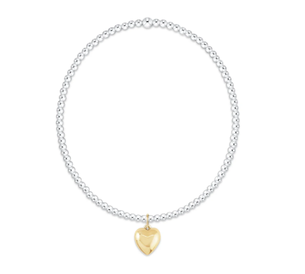 Classic Mixed Metal 2mm Bracelet - Love Plush Small Gold Charm