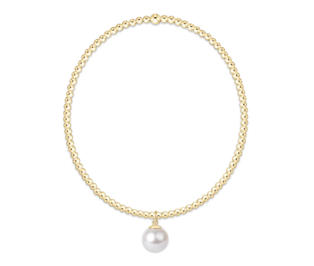 Classic Gold 2mm Bracelet - Classic Pearl 8mm Charm
