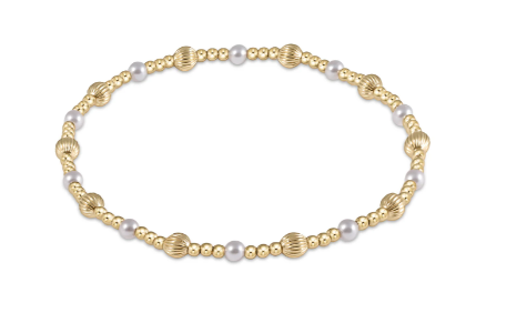 Dignity Sincerity Pattern 4mm Bead Bracelet - Pearl