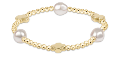 Signature Cross Admire Pearl Pattern 3mm Bead Bracelet - Gold