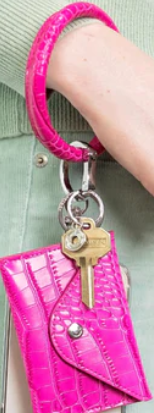 Pouch Wristlets - Pink Topaz Croc-Embossed