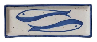 Hand Painted Stoneware Plate with Fish