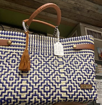 Open Basket Jumbo Cross Diamond - Navy and Beige