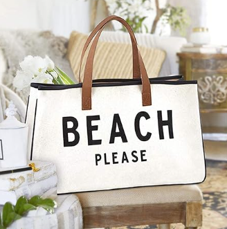 Beach Please Canvas Tote