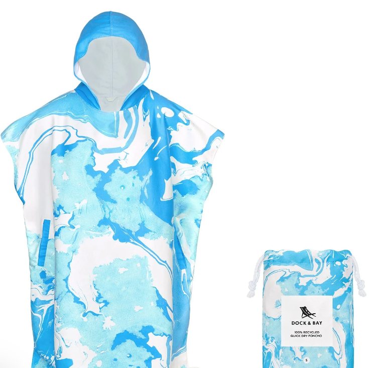 Quick Dry Poncho - Blue Marble