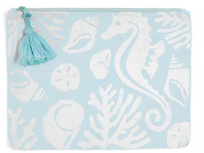 At The Shore Embroidered Multipurpose Pouch - Seahorse