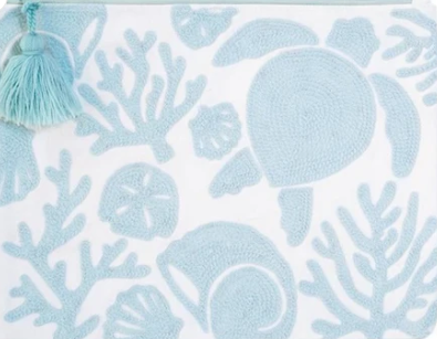 At The Shore Embroidered Multipurpose Pouch - Sea Turtle