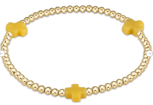 Signature Cross 3mm Gold Bracelet - Canary
