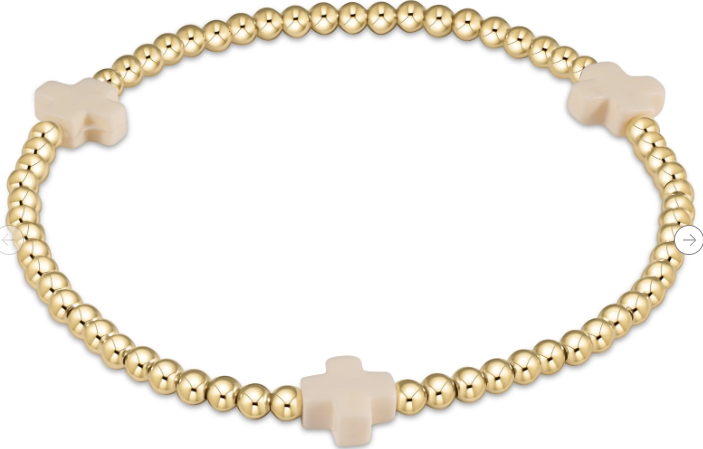 Signature Cross 3mm Gold Bracelet - Off-White