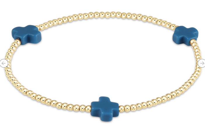 Signature Cross 2mm Gold Bracelet - Cobalt