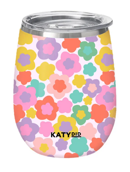 Groovey Flowers Stainless Steel Wine Tumbler