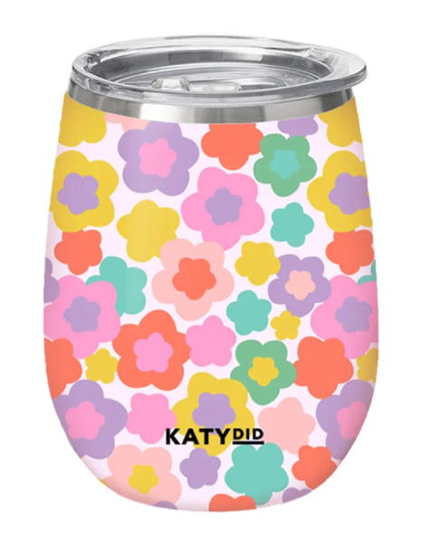 Groovey Flowers Stainless Steel Wine Tumbler