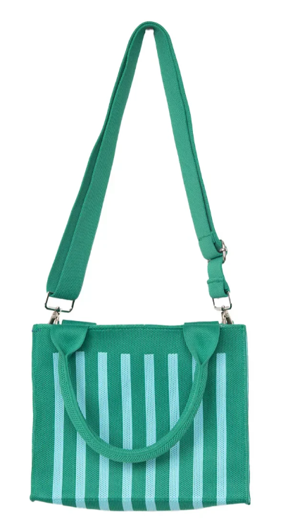 Green Striped Structured Mini Tote Purse