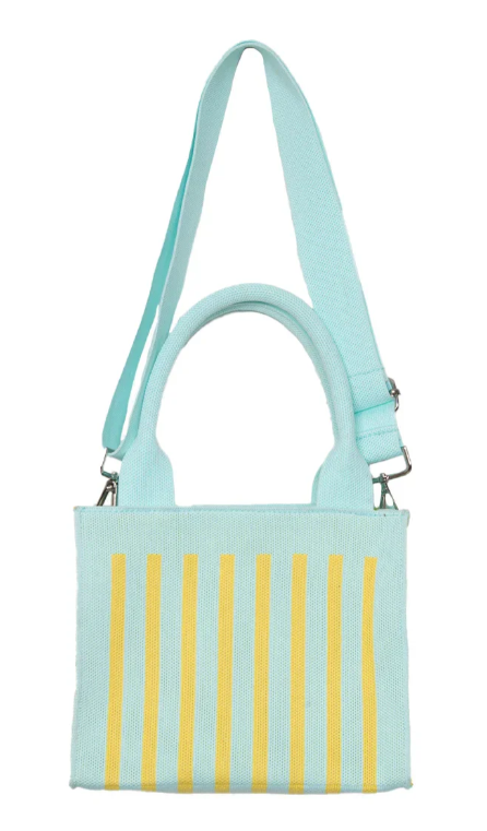 Mint Striped Structured Mini Tote